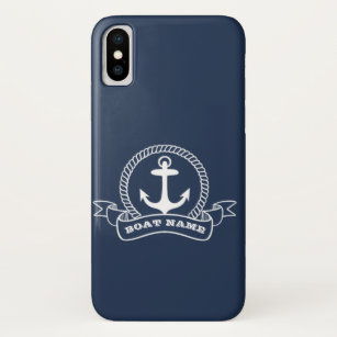 Capa Para iPhone Da Case-Mate Azul Marinho de nome do navio ancorado náutico