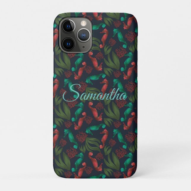 Capa Para iPhone 11 Pro Azul-marinho-Náutica Personalizado (Verso)