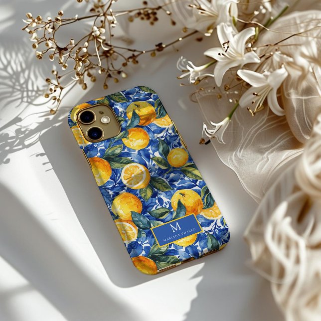 Capa Para iPhone 11 Pro Azul Ousado Italiano Positano Limão (Criador carregado)