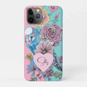 Capa Para iPhone 11 Pro Azul-pasta Aquarela floral Girls Rosa Aqua