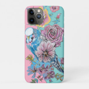 Capa Para iPhone 11 Pro Azul-pasta Aquarela floral Girls Rosa Aqua