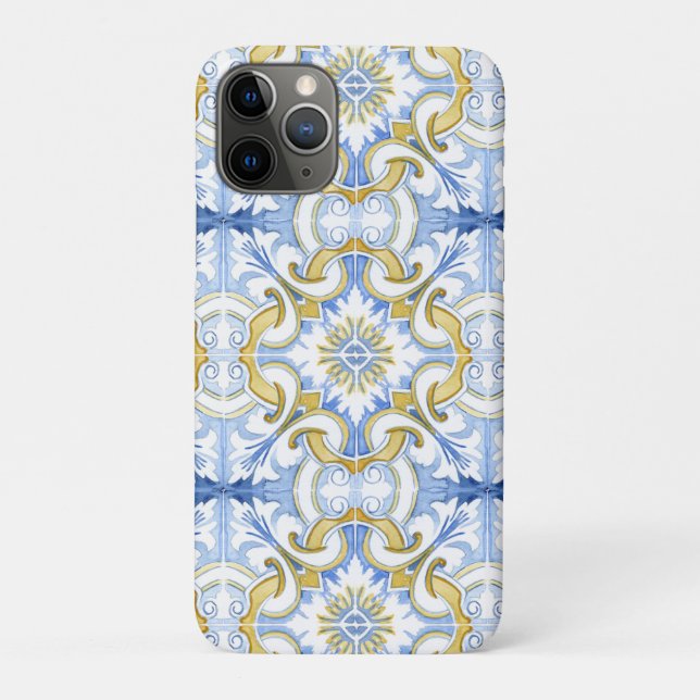 Capa Para iPhone 11 Pro Azulejos do Mediterrâneo, majolica, estilo Sicilia (Verso)