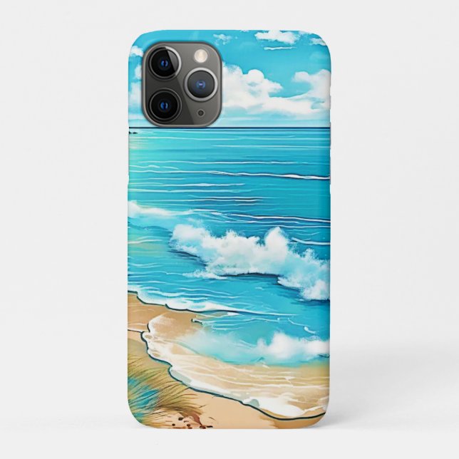 Capa Para iPhone 11 Pro Azure Beach Calm Design (Verso)