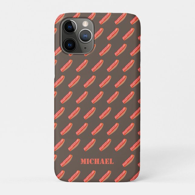 Capa Para iPhone 11 Pro Bacon Personalizado Engraçado (Verso)