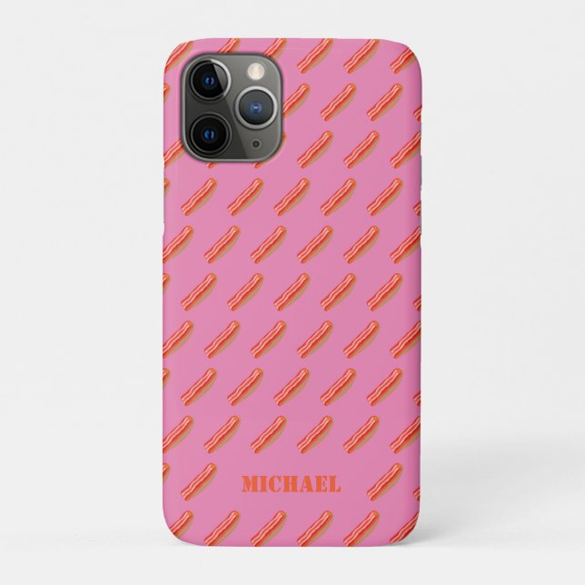 Capa Para iPhone 11 Pro Bacon Personalizado Engraçado (Verso)