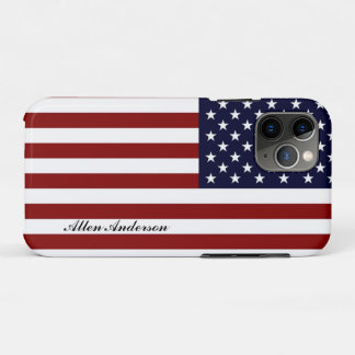 Capa Para iPhone 11 Pro Bandeira Americana Nome Pessoal ou Monograma