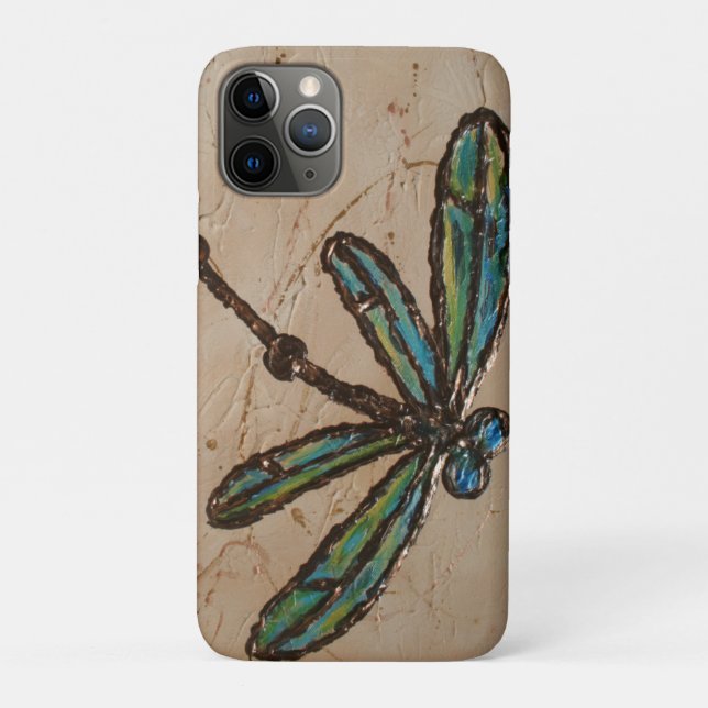 Capa Para iPhone 11 Pro Beachy Blue e Green Dragonfly (Verso)