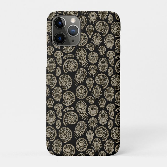 Capa Para iPhone 11 Pro Beige venenoso fóssil trilobite padrão amonita (Verso)