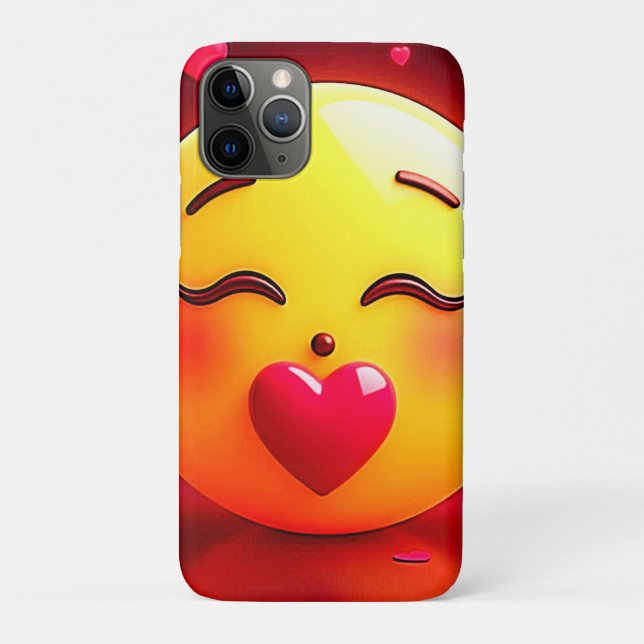 Capa Para iPhone 11 Pro Beijar Emoji Soprando Corações (Verso)