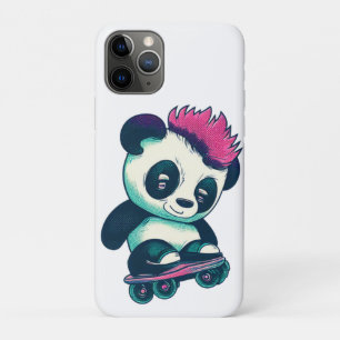 Capa Para iPhone 11 Pro Bela Panda Bela com Mohawk   Skater Panda