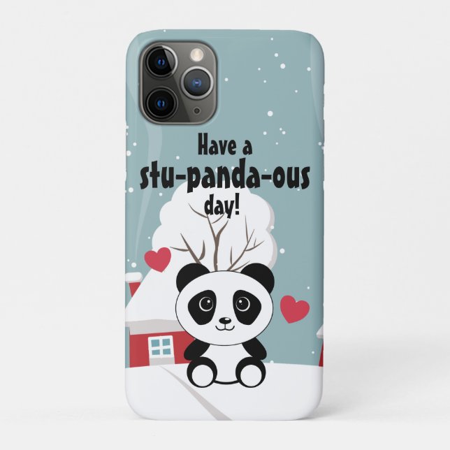 Capa Para iPhone 11 Pro Bela Panda De Bebê Em Cinza De Inverno (Verso)