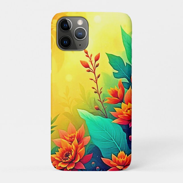 Capa Para iPhone 11 Pro Beleza Floral Abstrato vibrante (Verso)