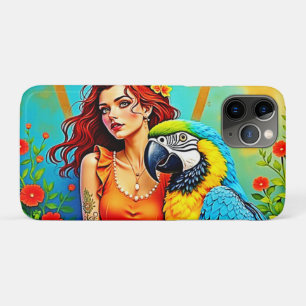 Capa Para iPhone 11 Pro Beleza tropical e Design de papagaio azul