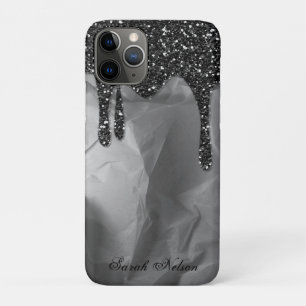 Capa Para iPhone 11 Pro Belo e belo papel amassado, brilho preto