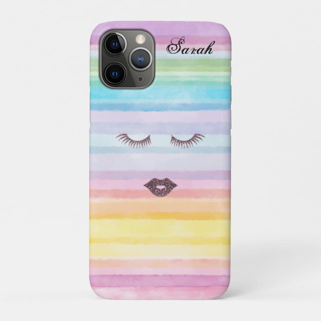 Capa Para iPhone 11 Pro Belo Legal Rainbow Faux Lashes (Verso)