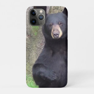 Capa Para iPhone 11 Pro Belo Urso Negro Gostando do Snack