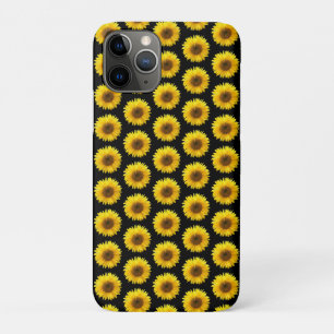 Capa Para iPhone 11 Pro Belos girassóis em preto