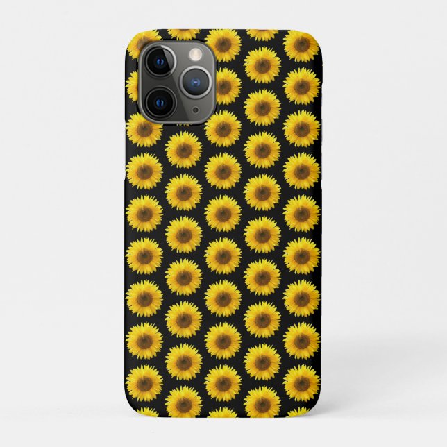 Capa Para iPhone 11 Pro Belos girassóis sobre preto (Verso)