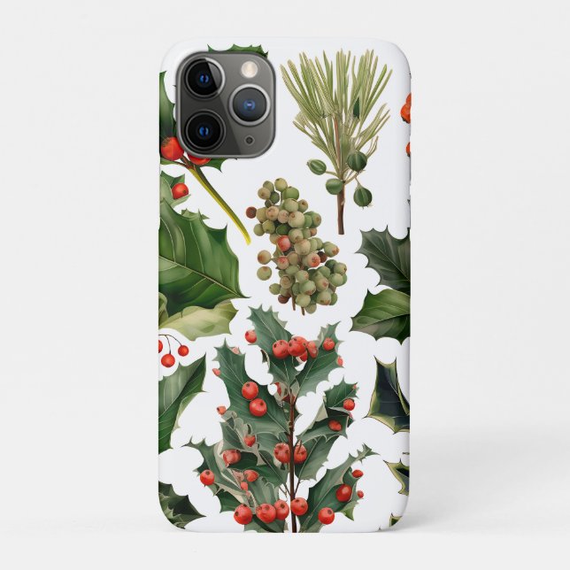 Capa Para iPhone 11 Pro Berries de Natal Holly Sai. Berries de Natal (Verso)