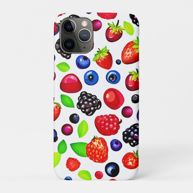 Capa Para iPhone 11 Pro Berry Burst: Padrão de Fruta (Verso)