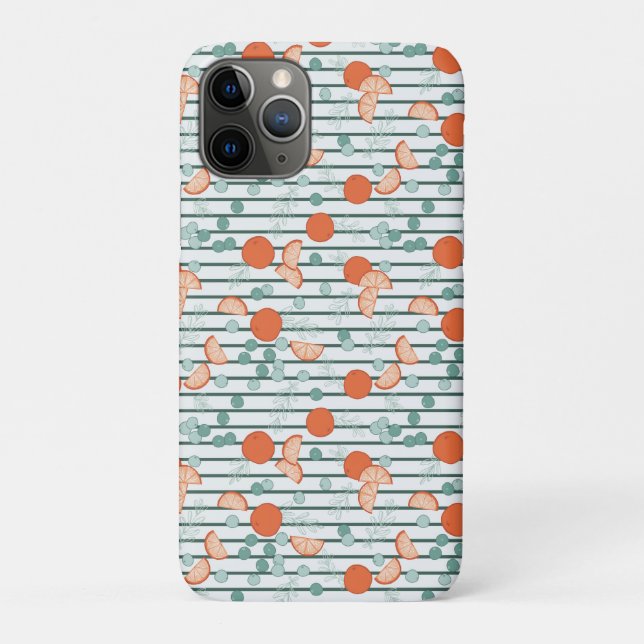 Capa Para iPhone 11 Pro Berry Citrus - Stripes Verdes Escuras (Verso)