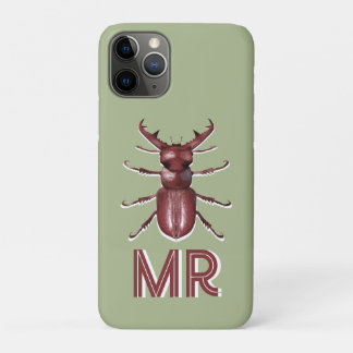 Capa Para iPhone 11 Pro Besouro Veado Monograma Personalizado Arte de Inse