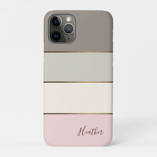 Capa Para iPhone 11 Pro Bloco de Cores Dourado de Creme de Taupe Rosa Pers