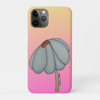 Capa Para iPhone 11 Pro Blue Flower with pink background