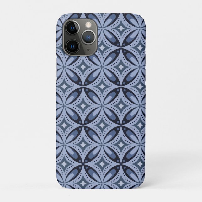 Capa Para iPhone 11 Pro Blue Geometric Pattern Retro Style (Verso)