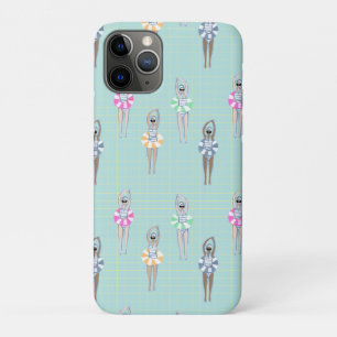 Capa Para iPhone 11 Pro Blue Modern Nadadores Artísticos Nadando Piscina