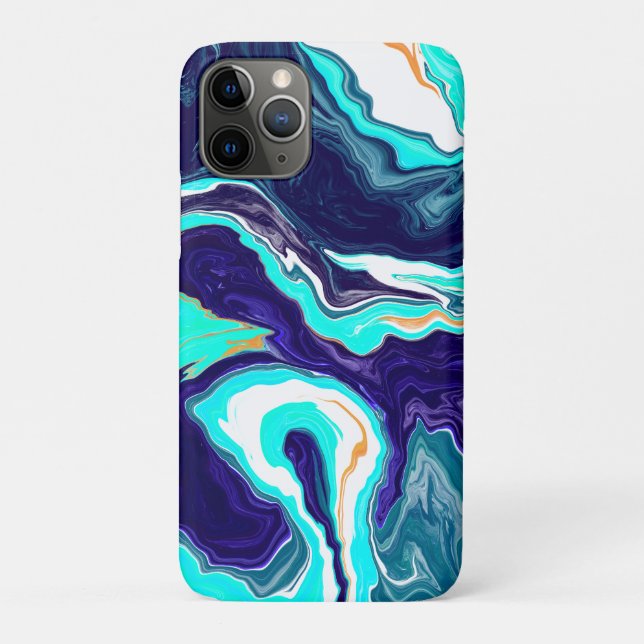 Capa Para iPhone 11 Pro Blue TeOcean Swirls Marble Fluid Art (Verso)