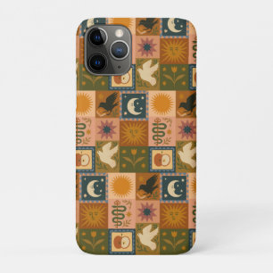 Capa Para iPhone 11 Pro Boho Celestial Sol e Lua Retrospectiva