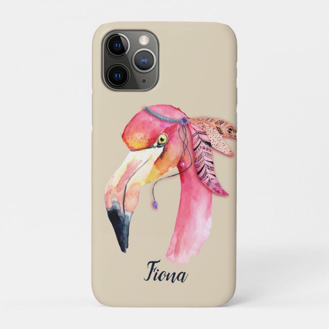 Capa Para iPhone 11 Pro Boho Fiona Flamingo Personalizado (Verso)