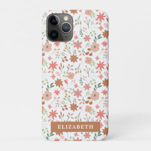 Capa Para iPhone 11 Pro Boho Floral Earth Tones Custom Flowers
