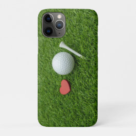 Capa Para iPhone 11 Pro Bola de golfe com coração de amor em verde para go