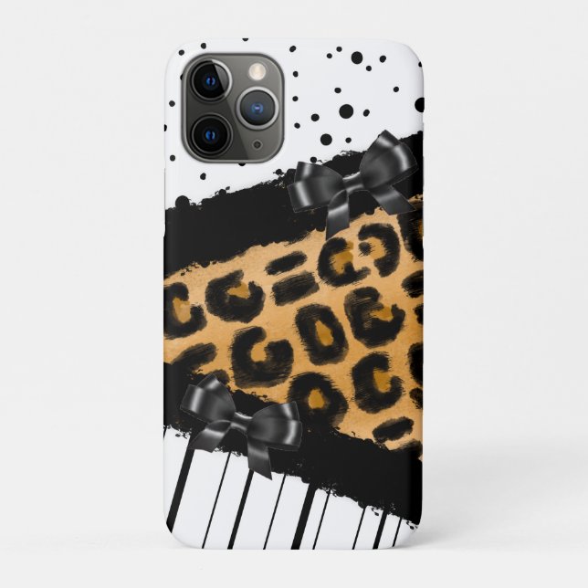 Capa Para iPhone 11 Pro Bolinhas e Arcos de leopardo e preto e branco (Verso)