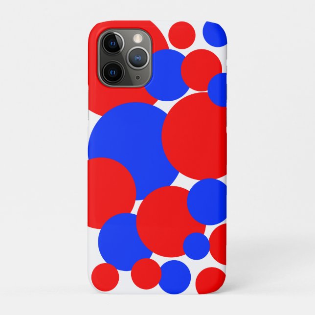 Capa Para iPhone 11 Pro Bolinhas vermelhas, brancas e azuis (Verso)