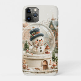 Capa Para iPhone 11 Pro Boneco de Neve Fofo em Globo de Neve