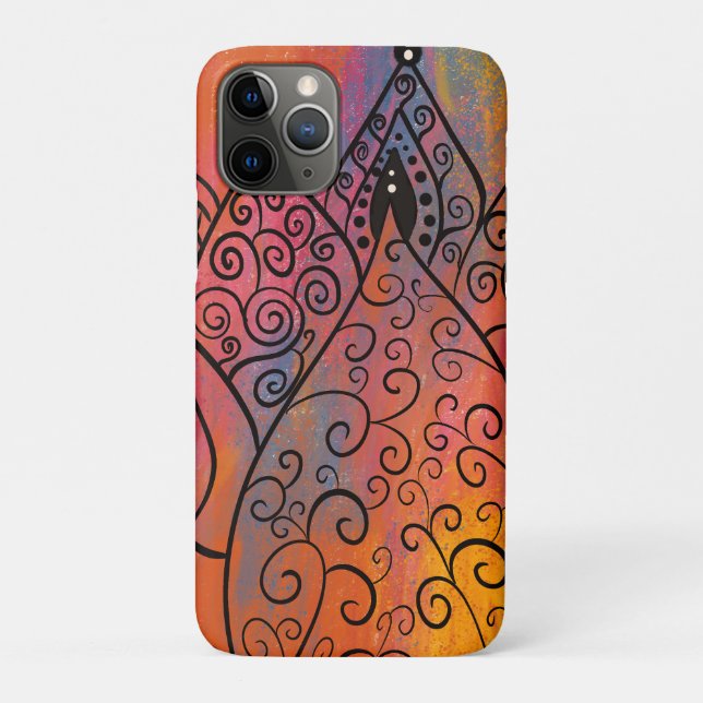Capa Para iPhone 11 Pro Bonito Arte Floral (Verso)