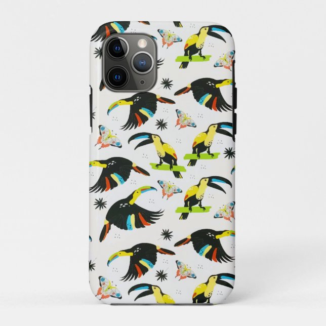 Capa Para iPhone 11 Pro Borboleta de Papagaio Tropical de Verão (Verso)