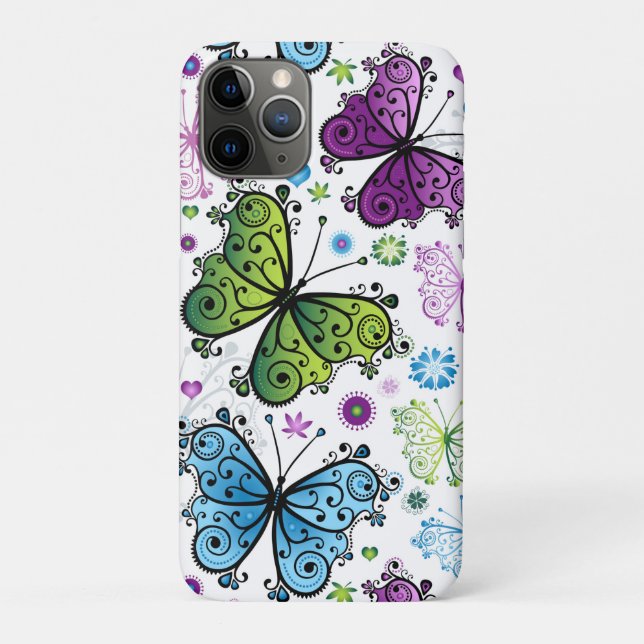 Capa Para iPhone 11 Pro Borboleta Retro Hippy Trippy (Verso)