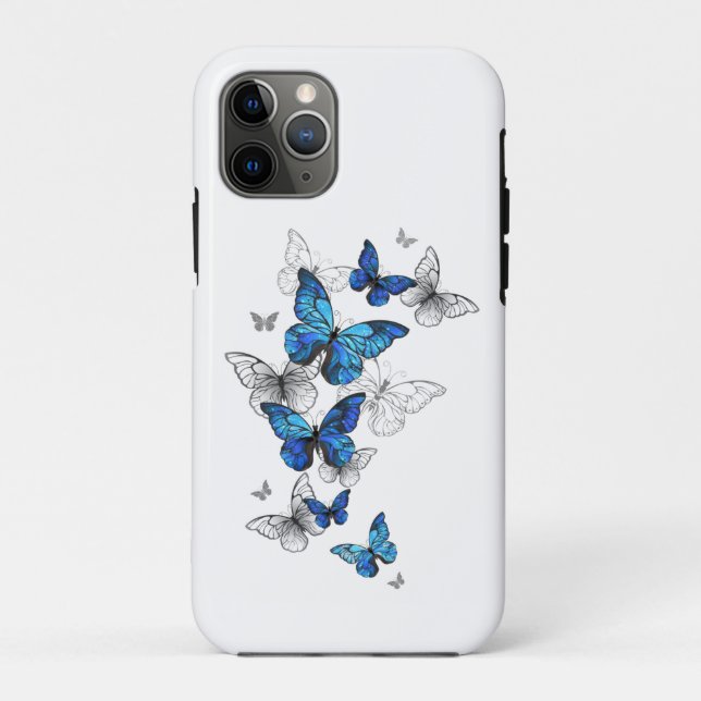 Capa Para iPhone 11 Pro Borboletas Azuis Morpho (Verso)