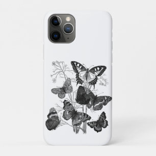 Capa Para iPhone 11 Pro Borboletas brancas e pretas