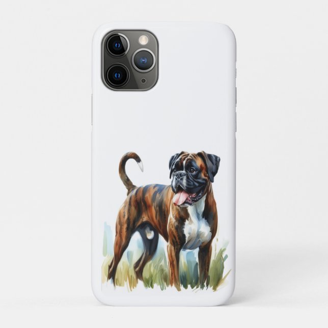 Capa Para iPhone 11 Pro Boxer atigrado apresentado em Aquarela (Verso)