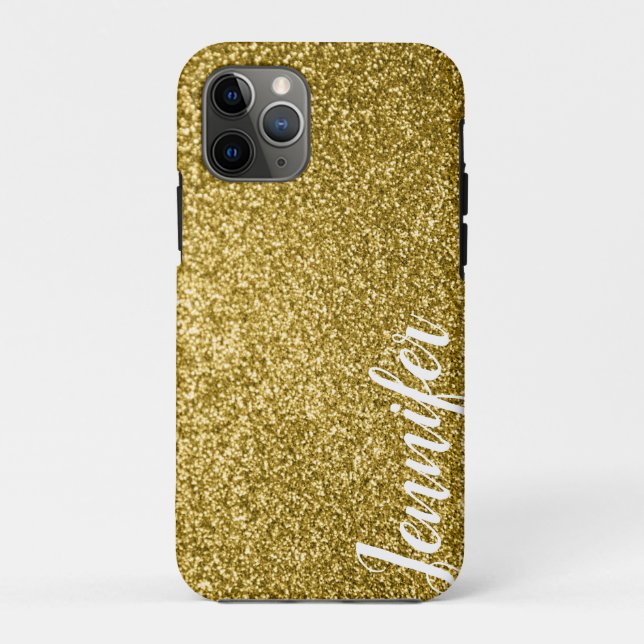 Capa Para iPhone 11 Pro Brilho dourado e com nome (Verso)