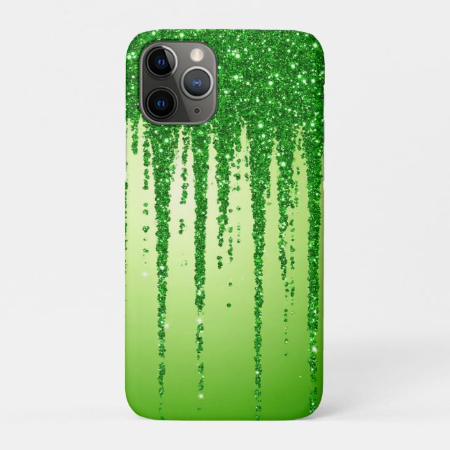 Capa Para iPhone 11 Pro Brilho verde com design bokeh cintilante (Verso)
