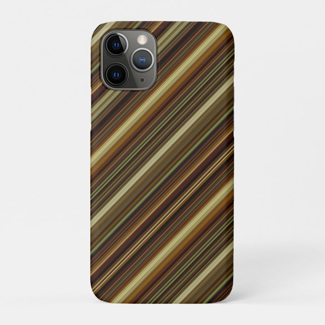 Capa Para iPhone 11 Pro Brown Green and Gold Stripes (Verso)