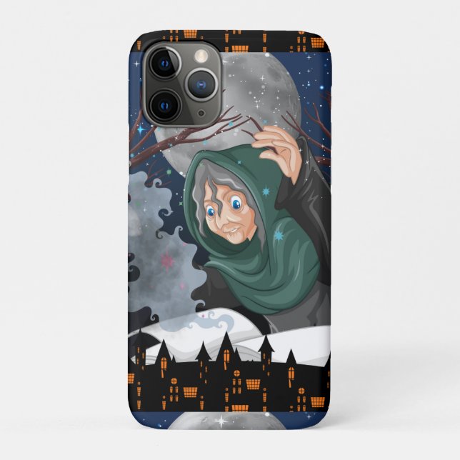 Capa Para iPhone 11 Pro Bruxa Assustadora & Casa Assombrada Halloween🌙 (Verso)