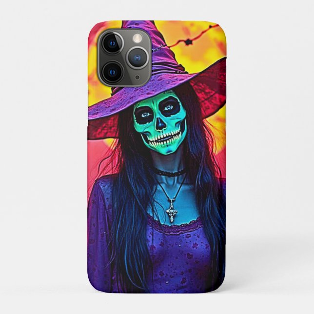 Capa Para iPhone 11 Pro Bruxa do Halloween com Design (Verso)