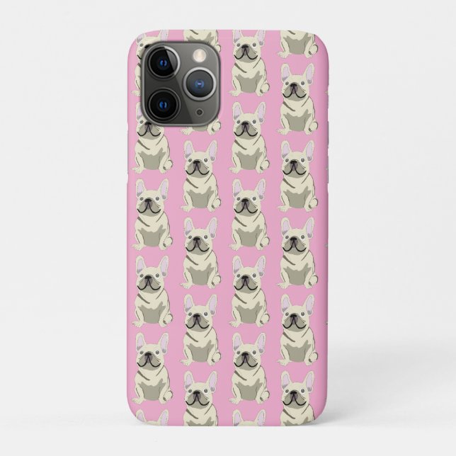 Capa Para iPhone 11 Pro Bulldog Francês Creme (Verso)